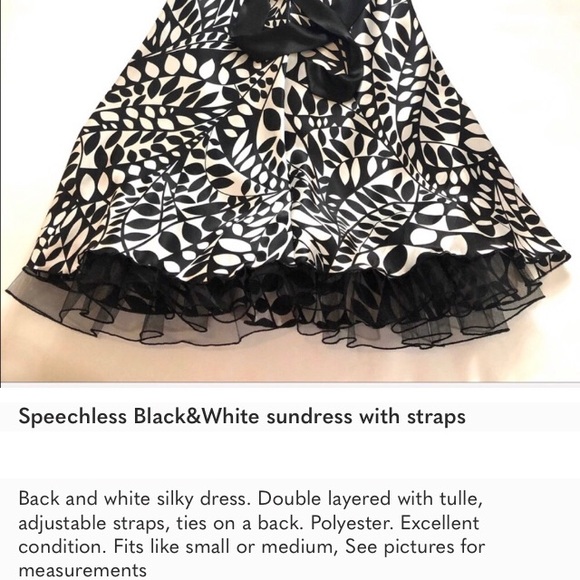 Speechless B&W Silky Salsa Tango Dance Dress with Tulle Layer, Straps, Back Tie - Picture 6 of 10